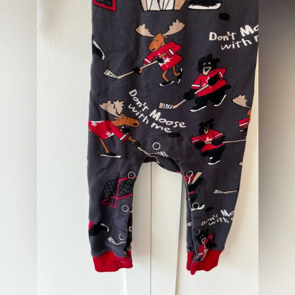 Lazy One Baby Don’t‎ Moose With Me One Piece Flapjack Pajamas Size 6 Months